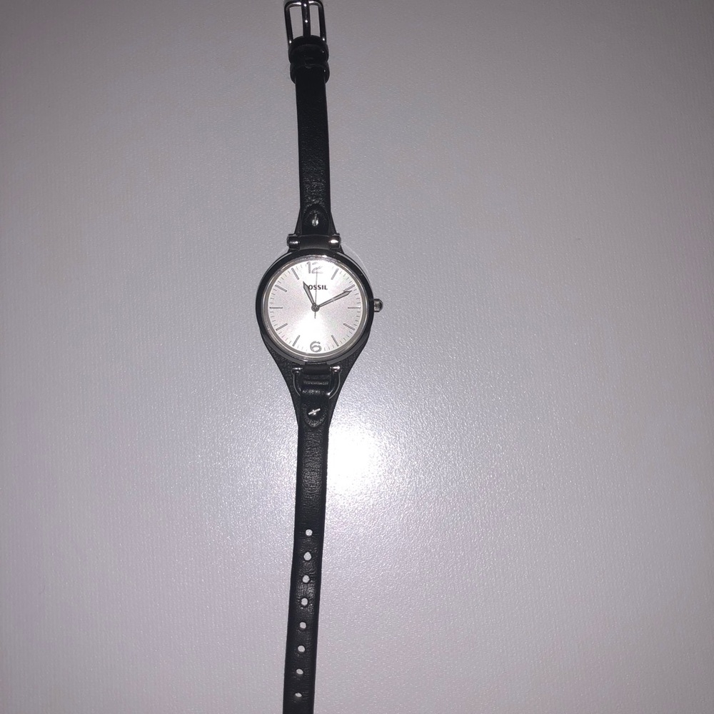 Fossil black Georgia leather watch